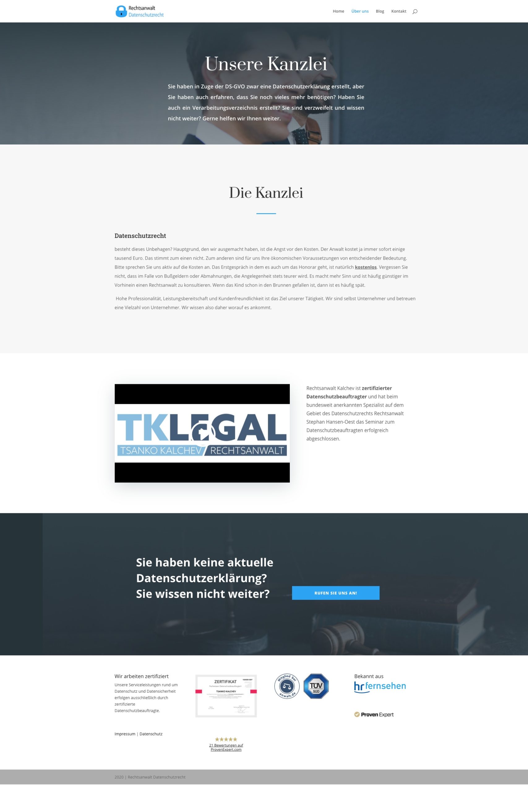 Referenz Webseite Datenschutz Kanzlei