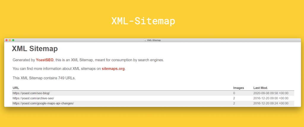 XML-Sitemap 1 Beispiel XML-Sitemap von Yoast SEO